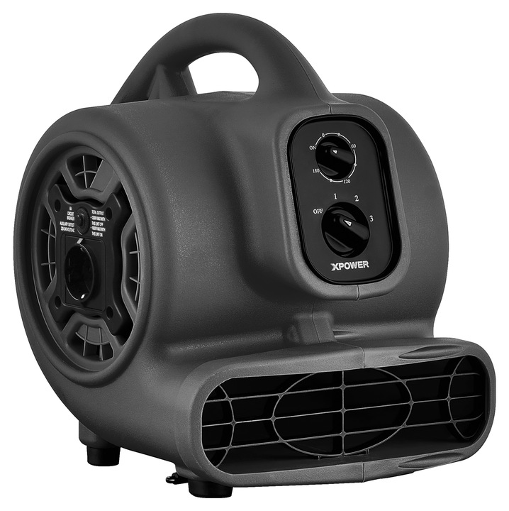 Ventilator centrifugal xPower P-80A, 3 trepte de viteza, 600CFM, compact, stivuibil (Negru, P-80A)