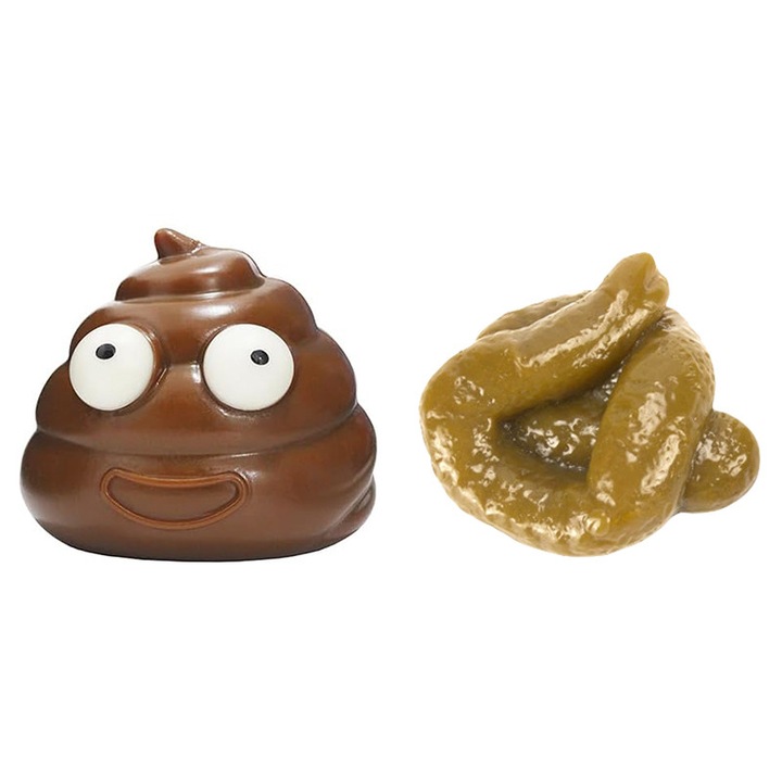 Set 2 jucarii interactive antistres, modele de caca moale, maron/galbui, 6.5x6.5x6.5cm, 6x6x3cm