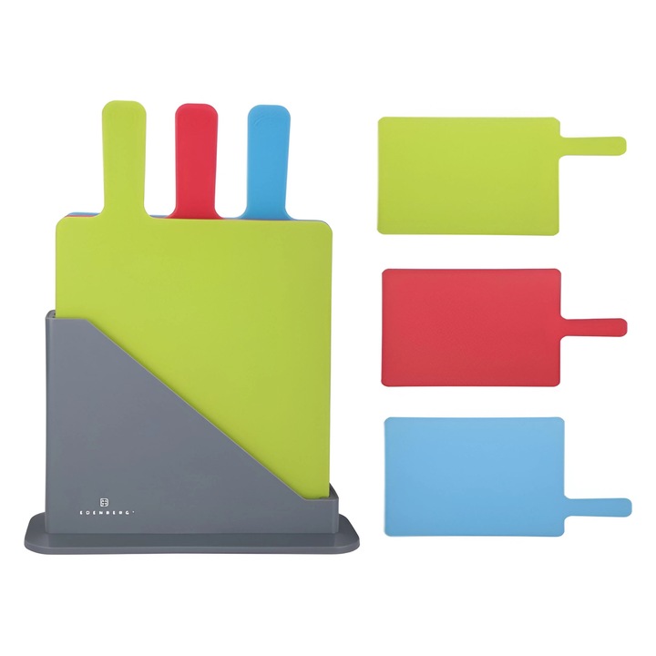 Set 3 Tocatoare De Bucatarie Edenberg Din Plastic Durabil, Cu Suport, Pentru Carne, Peste, Legume, Multicolor, 20Cm X 23Cm X 0.6Cm