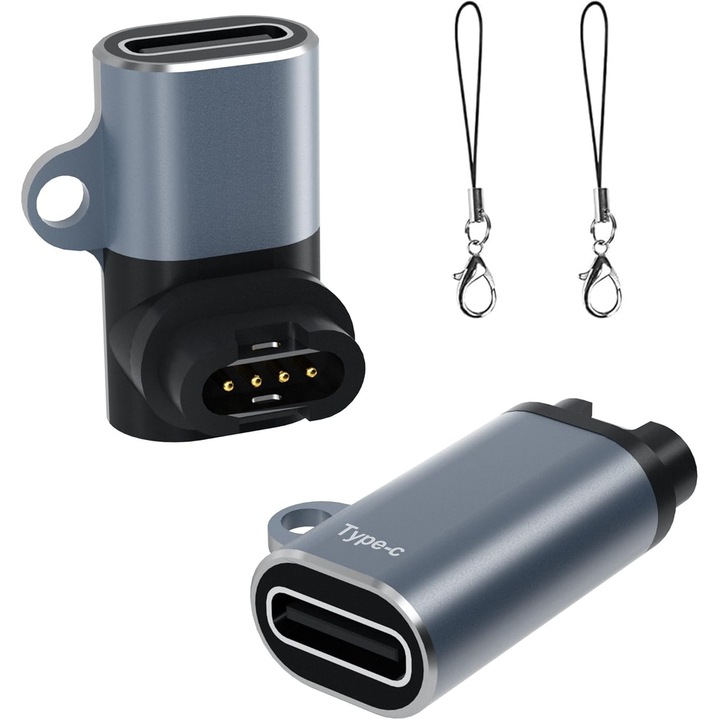 Комплект от 2 адаптера за зарядно за смарт часовник Garmin, материали с военно качество, Type-C конектори, компактни