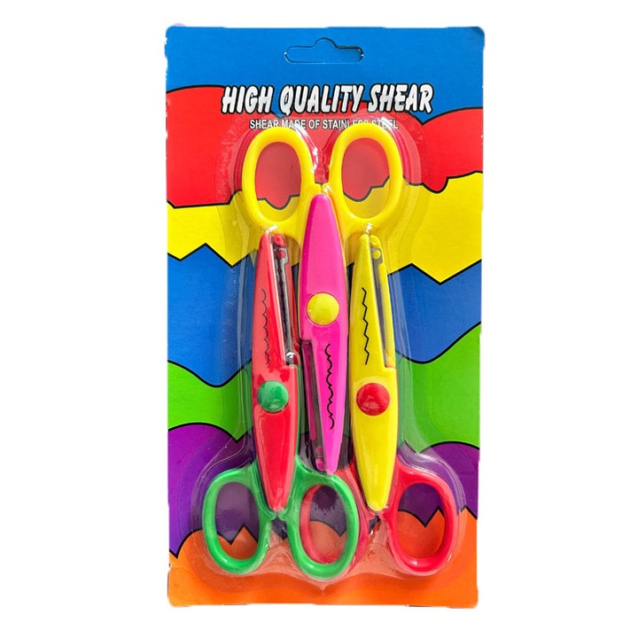 Set 3 Foarfece Arta pentru Copii, Decorative, Siguranta,15.5cm, Multicolor