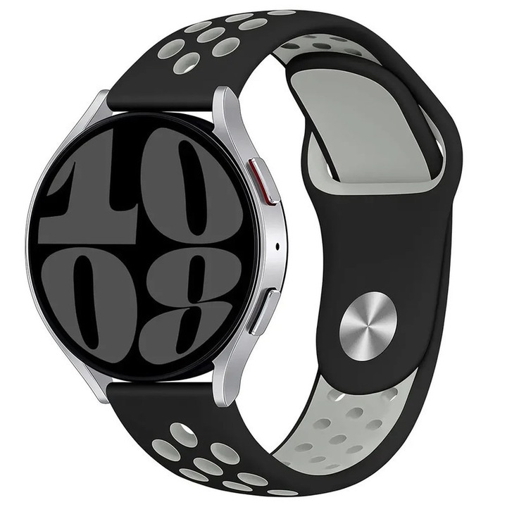 Силиконова каишка за смарт часовник, HUANLONG, за Samsung Galaxy Watch 3 45mm/42mm/Active 2 и Huawei GT/2/2E 46mm, 22mm, черна/сива