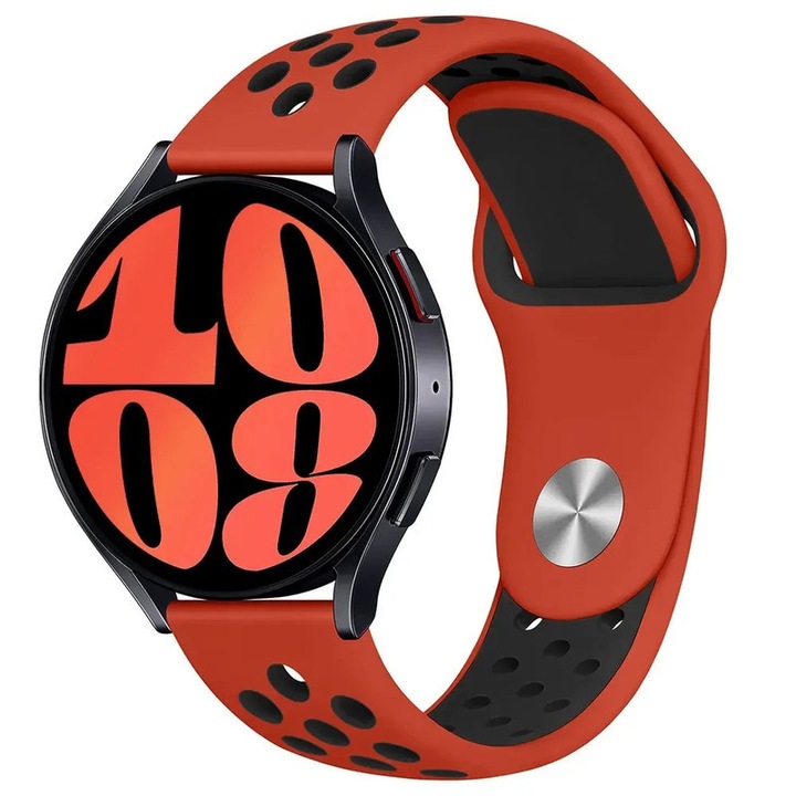 Силиконова каишка за смарт часовник, HUANLONG, за Samsung Galaxy Watch 3 45mm/42mm/Active 2 и Huawei GT/2/2E 46mm, 22mm, червена/черна