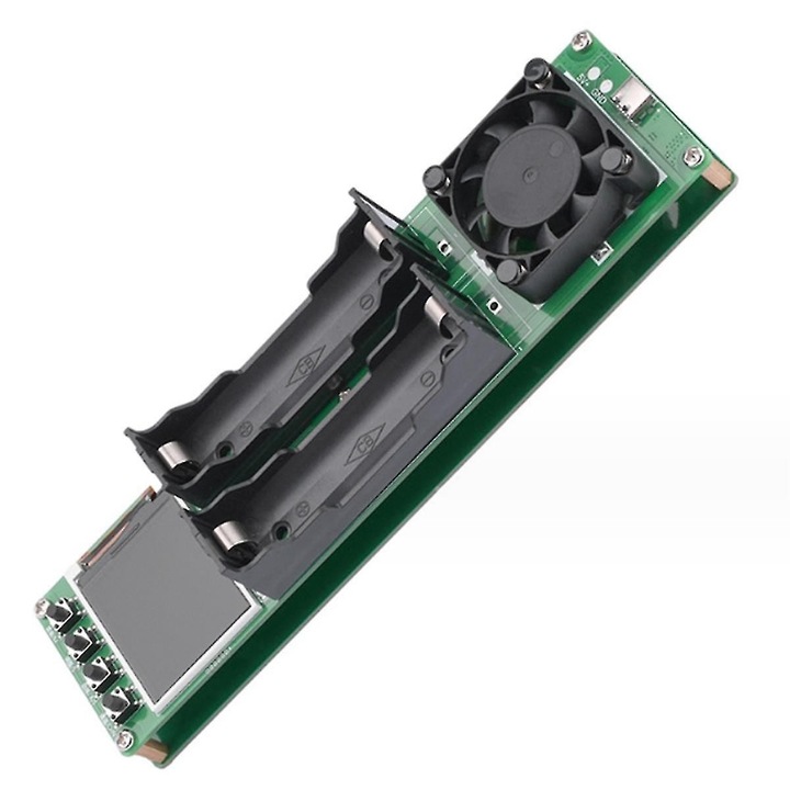 Tester baterii 2X 18650 pentru masurarea capacitatii si rezistentei interne, echipat cu port USB-C, moduri de operare Auto, Discharge, Charging, Alimentare USB 5V