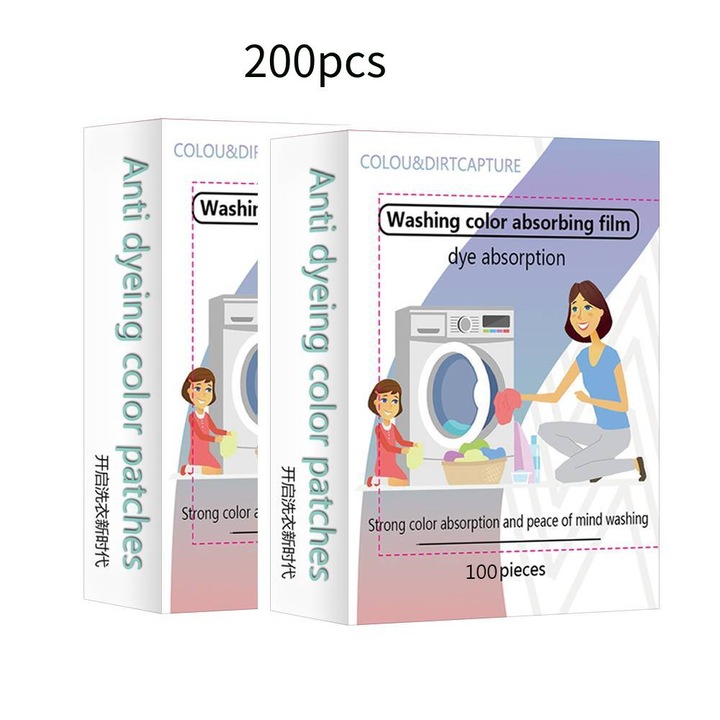 Servetele pentru absorbtia culorilor si murdariei, 200 buc, alb