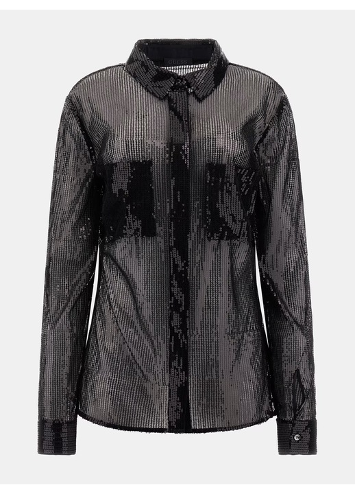 Guess női ing, szintetikus anyag, fekete, Fekete