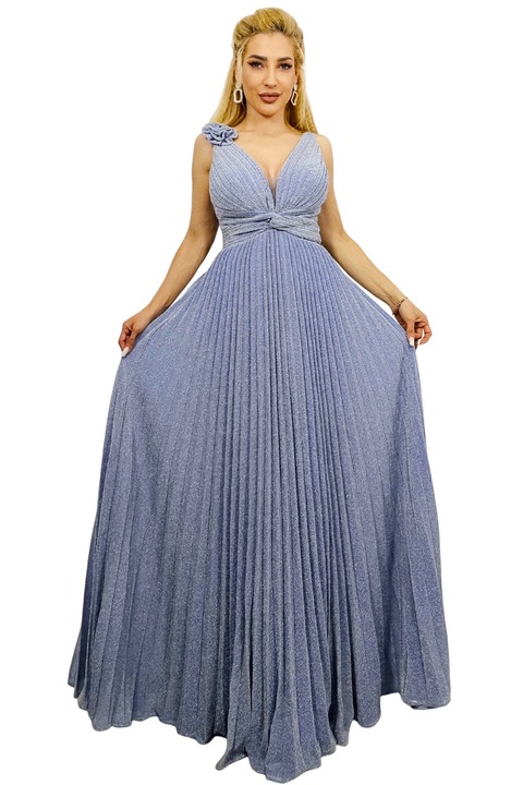 Rochie de seara AZARIA, cu pliuri si croiala empire, Mov