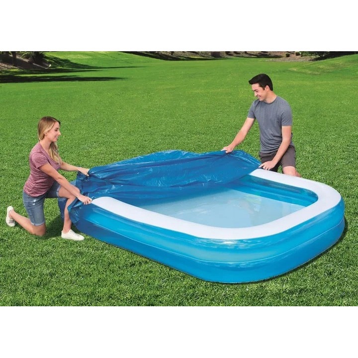 Надуваем басейн Bestway, PVC материал, правоъгълна форма, брезент и фолио, капацитет 778 литра, 262 x 175 x 51 см, синьо и бяло