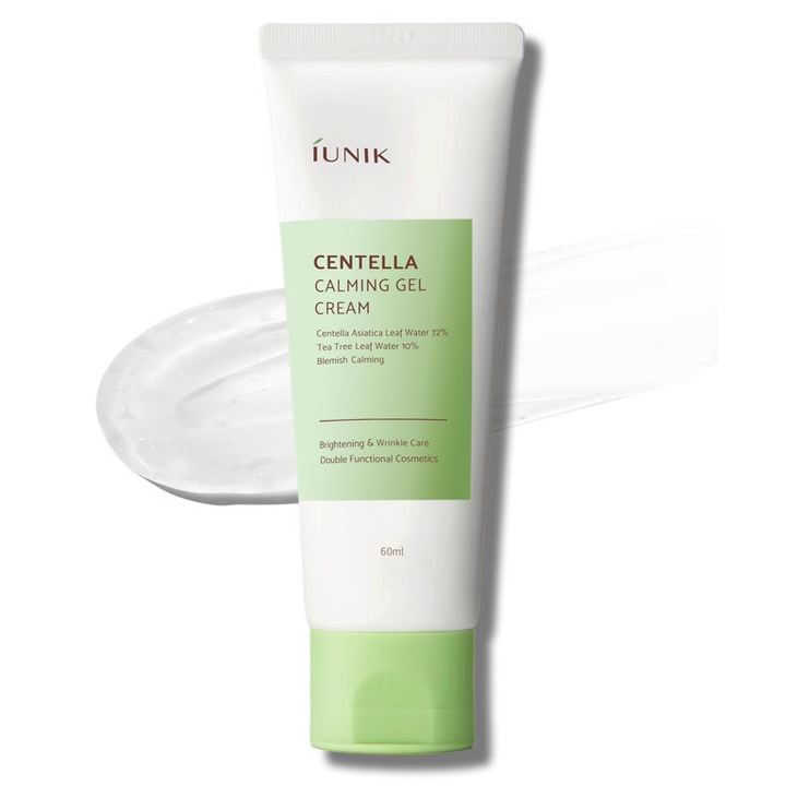 IUNIK Гел крем за лице с центела азиатска, 70% вода от листа на центела, 10% екстракт от чаено дърво, за чувствителна кожа, 50 мл