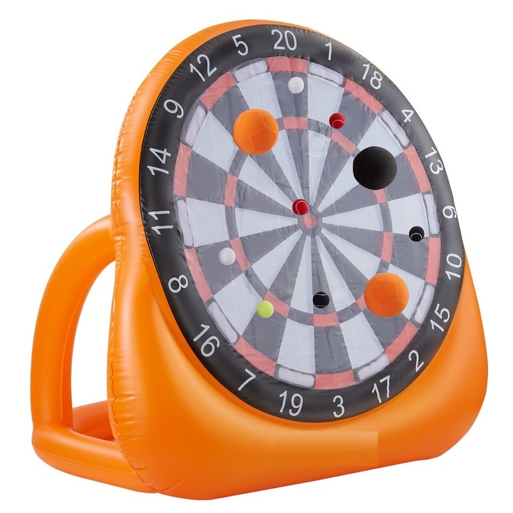 Kültéri játék Target foci, Elektromos és kézi pumpa, 4 focilabda, 1 x golfütő, 12 teniszlabda, Táska, Magasság 2 m