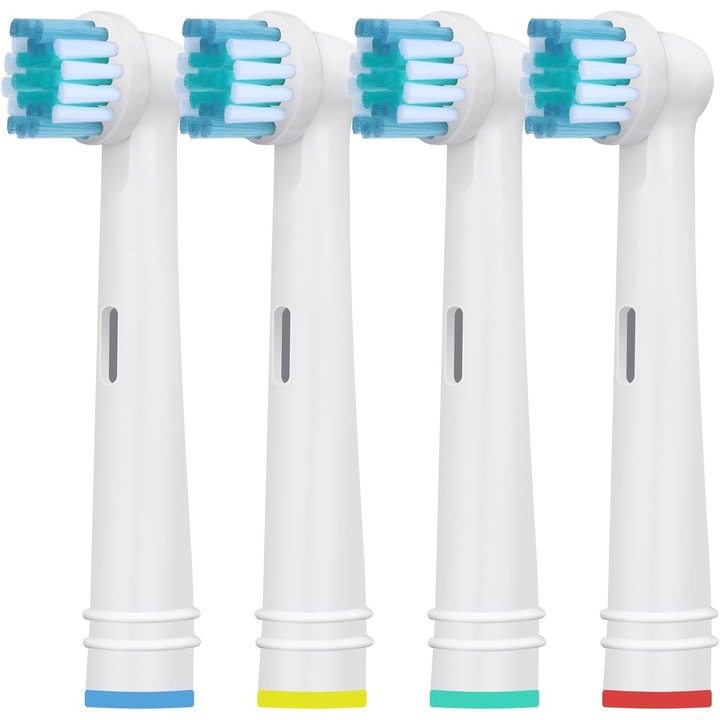 Pótfejkészlet elektromos fogkefékhoz, Oral-B kompatibilis, puha sörtékkel, különböző színekkel a könnyű azonosítás érdekében, 4 darabos