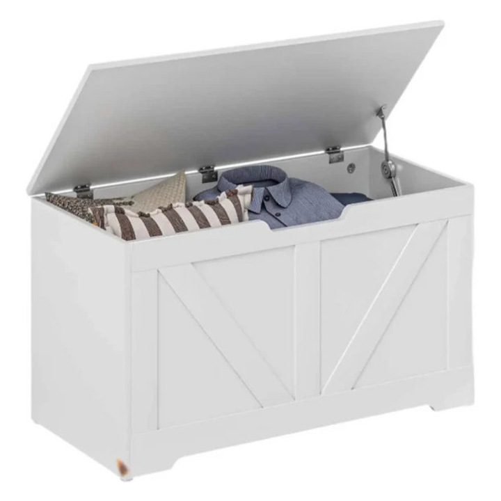 Сандък за съхранение, обем 100 л, предпазни панти, товароносимост 136 кг, бял