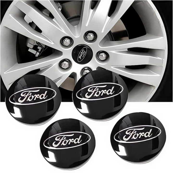 ARRRD® Set 4 Capace Roti/Jante 60mm pentru Ford Focus, Fiesta, Kuga, negru