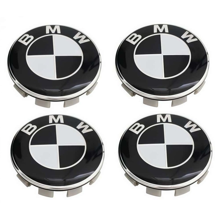 ARRRD® Set 4 Capace Janta BMW 68mm - Compatibil Seria 3 E90/F30, Seria 5 F10, X1 E84, X3 F25 Alte modele, negru