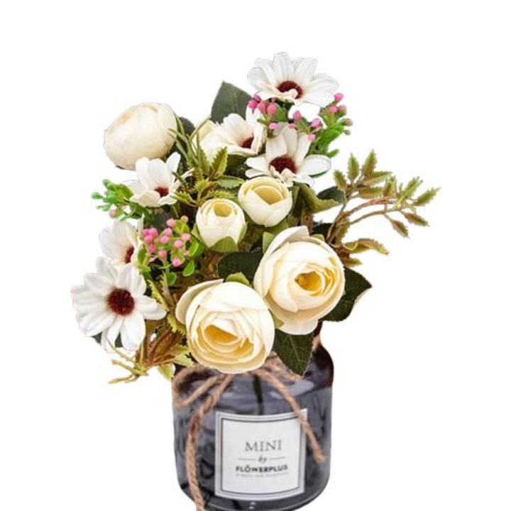 Aranjament floral artificial, plante artificiale, alb, decoratiune pentru evenimente, set