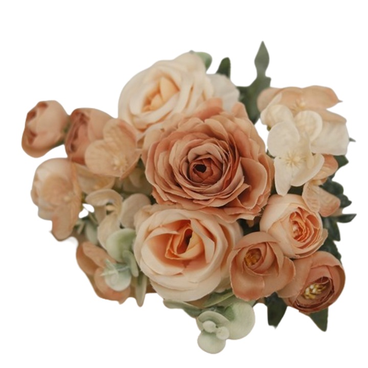 Set de 2 flori artificiale, rezistente la UV, culoare champagne, 30cm