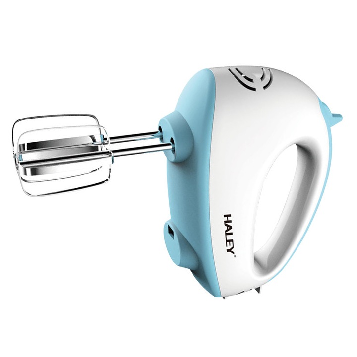 Mixer de mana Rovitech 500W, 7 viteze, alb/albastru, accesorii incluse