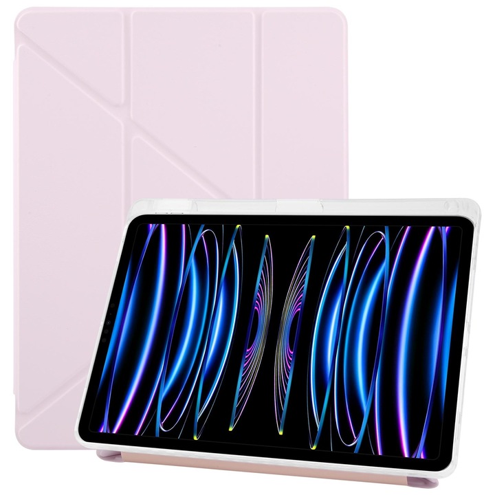 Husa tableta pentru iPad Pro 11 2022 / 2021, Seria ZGA Style, din piele tip carte Y-Fold cu loc pentru creion (roz)