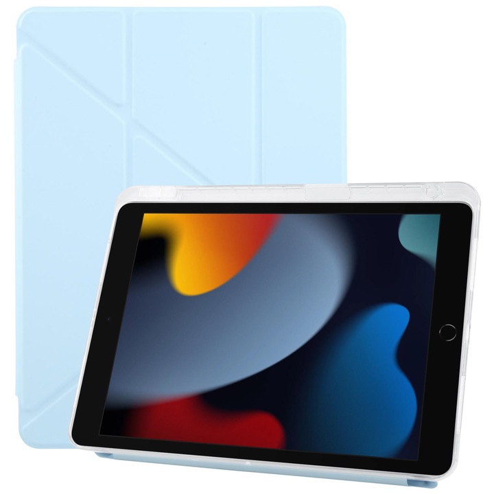 Husa tableta pentru iPad 10.2 2021 / Air 10.5 ZGA Seria de Genuri cu Capacitate Y din Piele cu Loc pentru Stilou(Albastru)