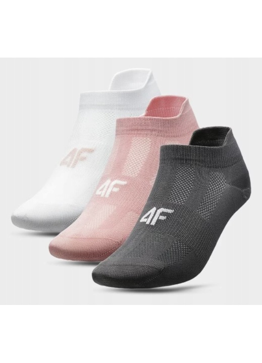 Set 3 perechi sosete dama 4F, Poliamida, Multicolor, Multicolor