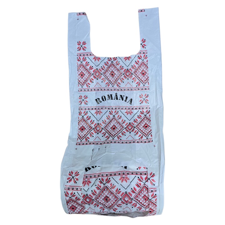 Pungi market maieu reutilizabile, Motiv Traditional, 4-5 kg, dimensiuni 24 × 40 cm, 50 buc / rola