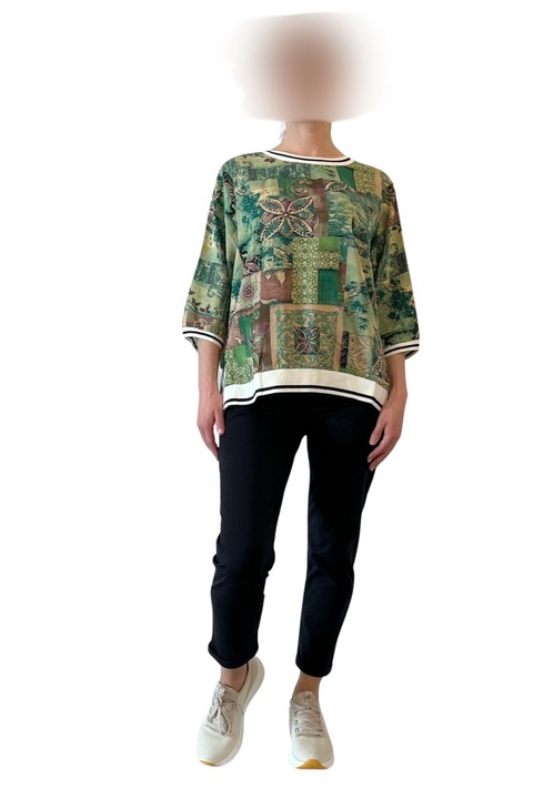 Bluza de dama, croiala lejera, material vaporos, tonuri de verde, one size