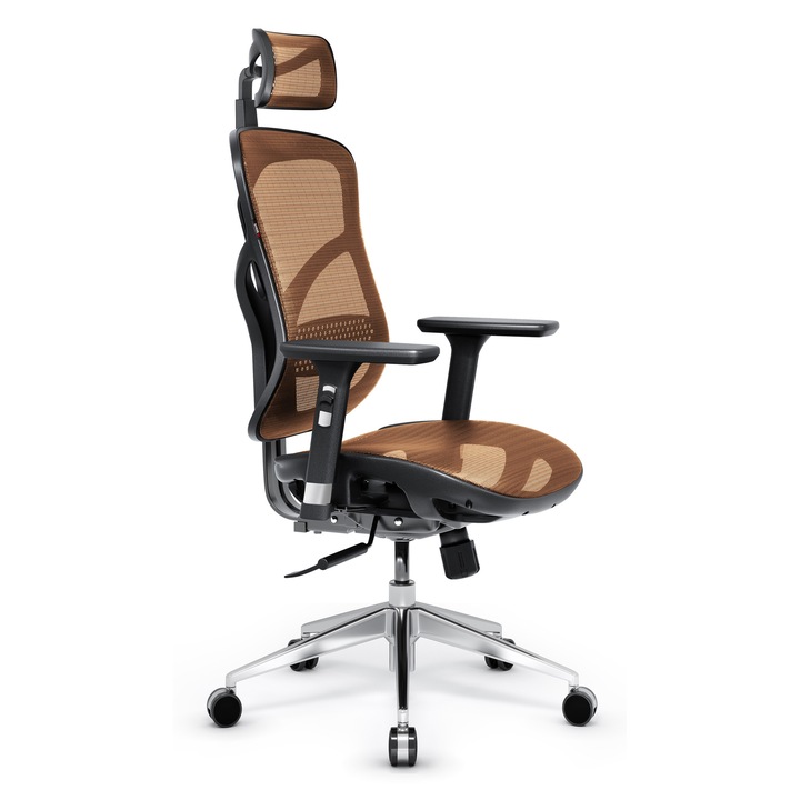Scaun de birou ergonomic, Diablo Chairs, aluminiu/mesh, suport lombar, reglabil, 140 kg