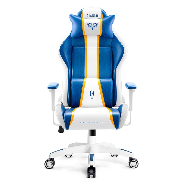 Scaun gaming Diablo V-Basic, ergonomic, reglabil, culoare albastru aqua, capacitate 140 kg