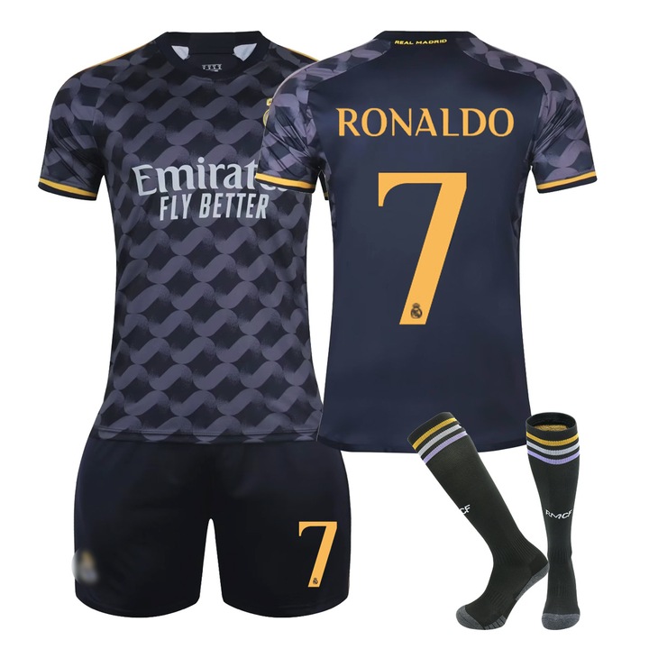 Детска спортна екипировка, комплект Real Madrid Ronaldo, Camaterlot, Черен