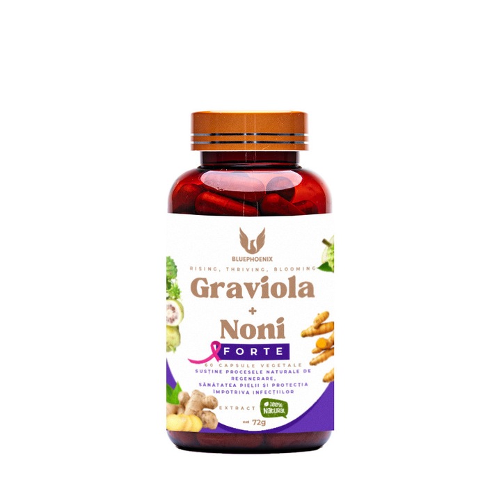 Capsule Graviola si Noni FORTE 1100 mg, 60 capsule