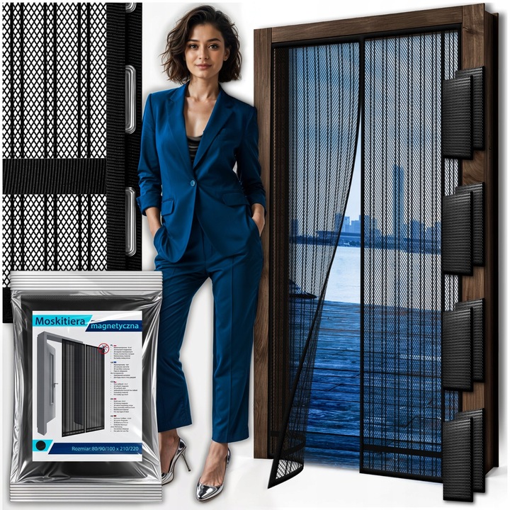 Set Plasa Magnetica Pentru Insecte 80/90/100 X 210/220 cm Cu Accesorii, Material: Plasa, Protectie Impotriva Insectelor, Montaj Usor, 80 x 210 cm, 90 x 210 cm, 100 x 210 cm, 80 x 220 cm, 90 x 220 cm, 100 x 220 cm, Negru, 1 Kit De Montaj