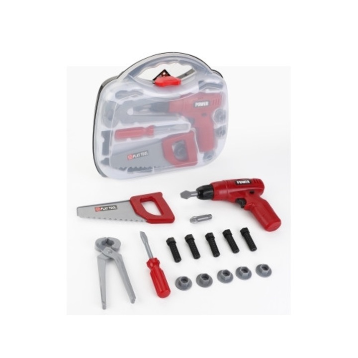 Trusa de scule copii, Tegole, Pentru atelier, In cutie, Cu fierastrau, 3 ani+, Multicolor