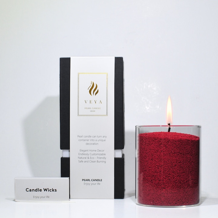 Növényi viaszgyöngyök, VEYA, Sötétvörös, 500 g