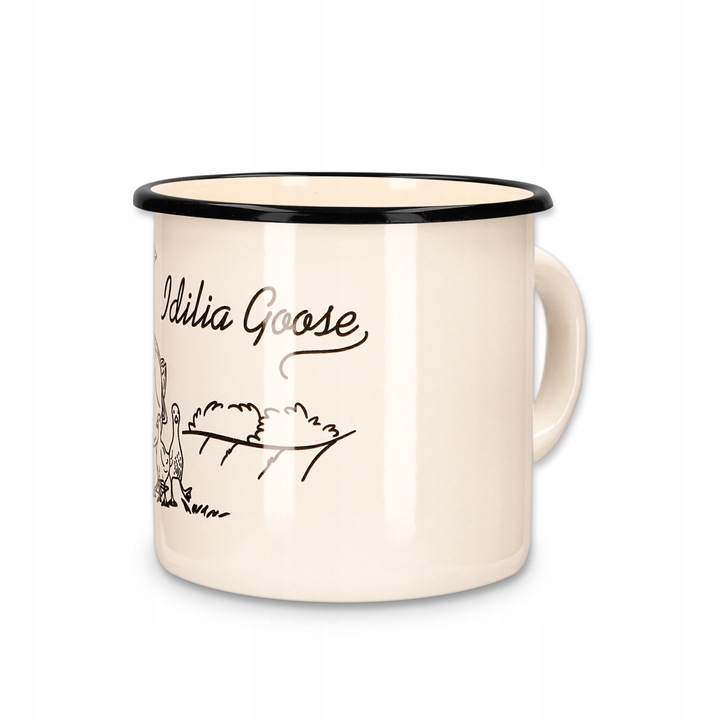 Емайлирана чаша, Olkusz Ware, стъкло, рустик декорация с гъска, устойчива на термичен удар, лесна за почистване, 11 x 11,5 см, Крем