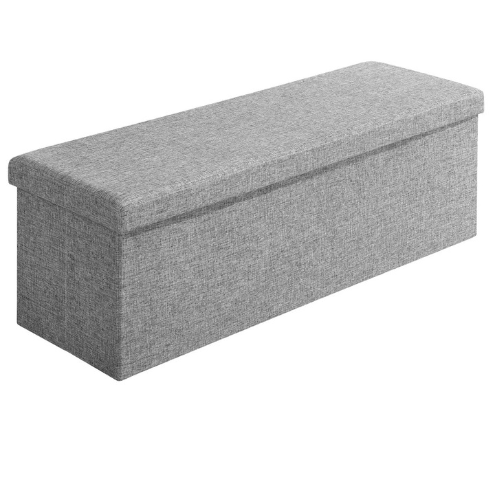 Banca cu spatiu depozitare Casaria, 115x38x38cm, MDF, Gri