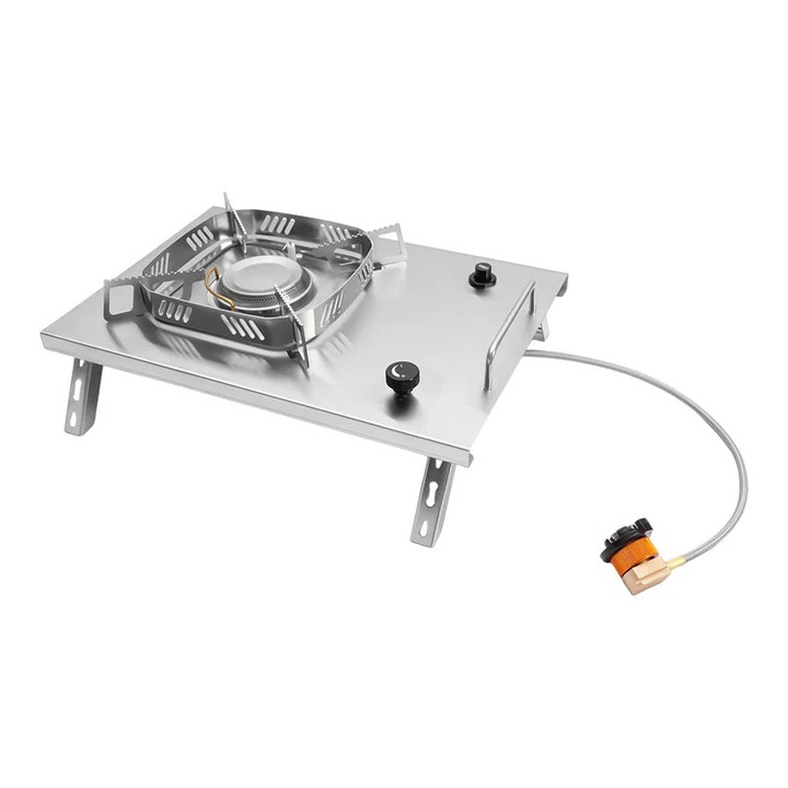 Kemping főzőlap, 2600W, hordozható, rozsdamentes acél, világosszürke