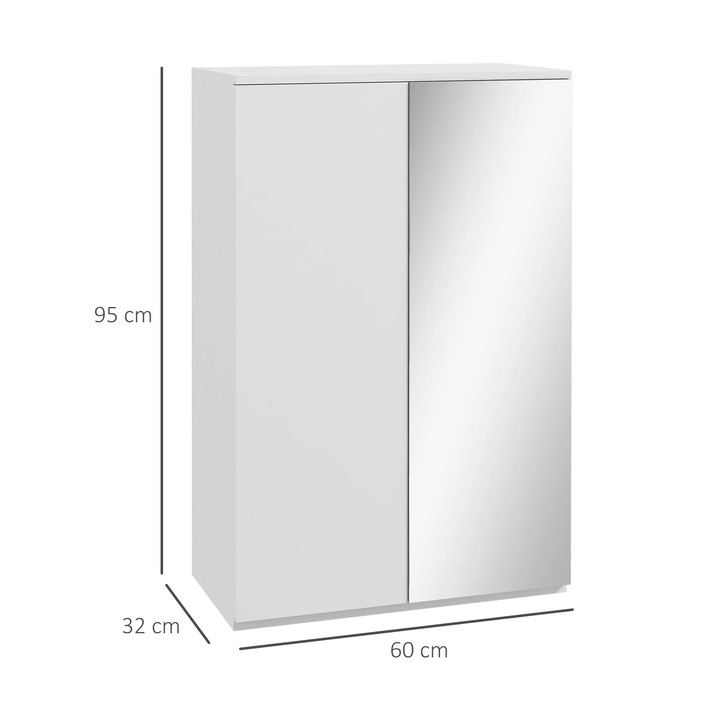 OEM Cipőszekrény, tükrös ajtóval, 5 polccal, 18 párral, fehér