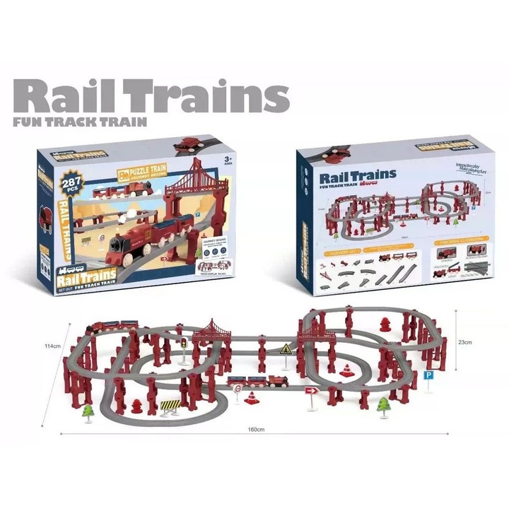 Elektromos kalandvonat-készlet - Deluxe: 287 darabos, interaktív pálya, hidak, kiegészítők - Childhood Express