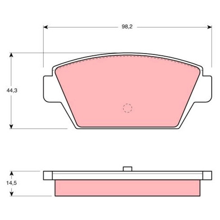 Fékbetét készlet, TRW GDB945, 14,5 mm vastag, 98,2 mm széles, 44,3 mm magas