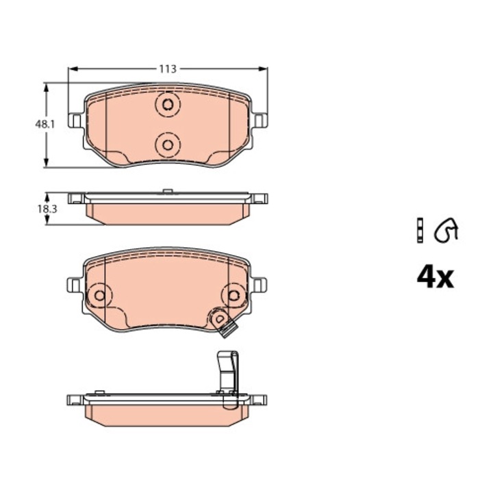 Комплект спирачни накладки, дискови спирачки TRW GDB2270