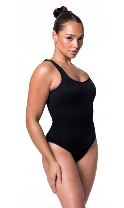 Оформящ корсет за тяло Heyshape, оребрен, черен, полиамид