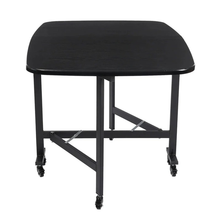 Сгъваема маса за хранене, 120x80x75см, 6 колела със спирачки, товароносимост 100кг, черна