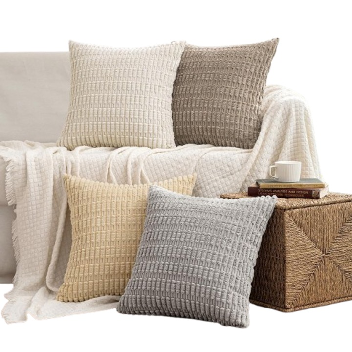 Set 2 fete de perna Miulee, 40 x 40 cm, textura moale, 4 culori