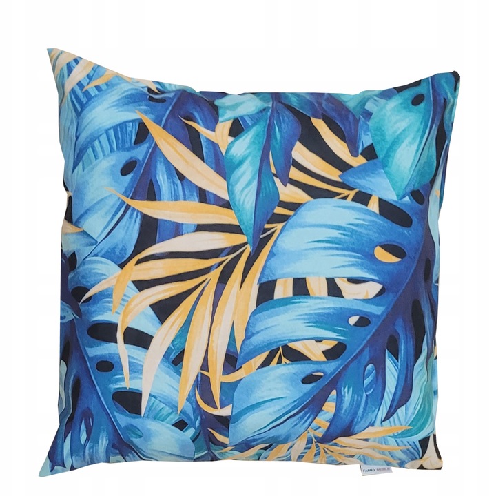 Perna decorative, Family Meble, Fata de perna 100% poliester, Umplutura din spuma, Decorativ, Fata de perna detasabila, Dimensiuni 45 x 45 cm, Turcoaz/galben