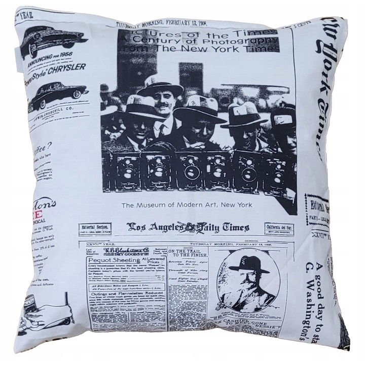 Perna decorative, Family Meble, Fata de perna 100% poliester, Umplutura din spuma, Decorativ, Fata de perna detasabila, Dimensiuni 45 x 45 cm, Alb/negru