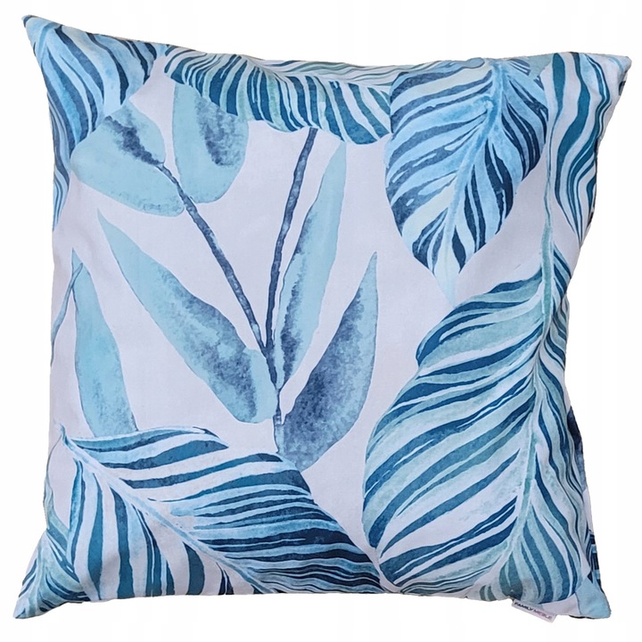 Perna decorative, Family Meble, Fata de perna 100% poliester, Umplutura din spuma, Decorativ, Fata de perna detasabila, Dimensiuni 45 x 45 cm, Albastru/gri