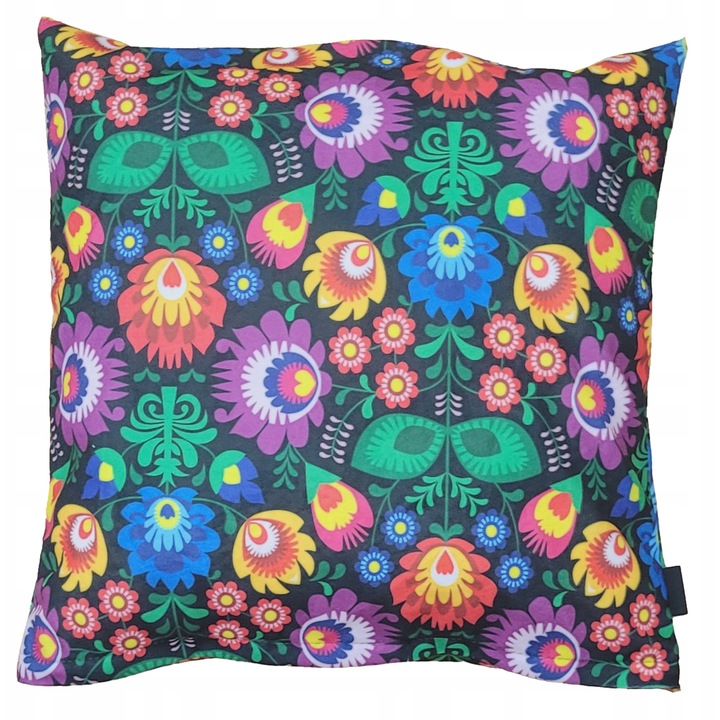 Perna decorative, Family Meble, Fata de perna 100% poliester, Umplutura din spuma, Decorativ, Fata de perna detasabila, Dimensiuni 45 x 45 cm, Albastru/ Floral