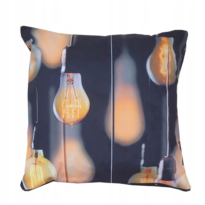 Perna decorative, Family Meble, Fata de perna 100% poliester, Umplutura din spuma, Decorativ, Fata de perna detasabila, Dimensiuni 45 x 45 cm, Albastru marin/portocaliu