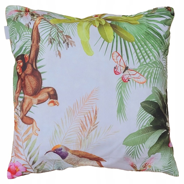 Perna decorative, Family Meble, Fata de perna 100% poliester, Umplutura din spuma, Decorativ, Fata de perna detasabila, Dimensiuni 45 x 45 cm, Alb/verde