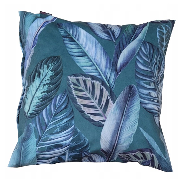 Perna decorative, Family Meble, Fata de perna 100% poliester, Umplutura din spuma, Decorativ, Fata de perna detasabila, Dimensiuni 45 x 45 cm, Turcoaz/albastru